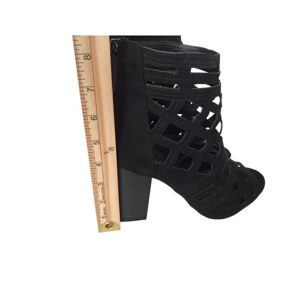 Charlotte Russe Size 10 Cameron Black Block Heel PeepToe Caged Gladiator Sandals - Picture 12 of 13